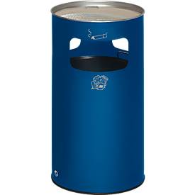 Kombi-Ascher VAR, rund, 69 l, für Innen & Außen, mit Sieb & Kantenschutz, Ø 420 x H 750 mm, Stahlblech, enzianblau