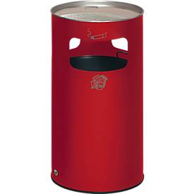 Kombi-Ascher VAR, rund, 69 l, für Innen & Außen, mit Sieb & Kantenschutz, Ø 420 x H 750 mm, Stahlblech, rot