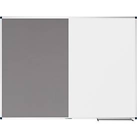 Kombiboard Legamaster UNITE, Pinboard & Whiteboard, B 1200 x T 12,6 x H 900 mm, Markerablage, lackierter Stahl & Filz, weiß & grau