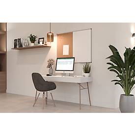 Kombiboard Legamaster UNITE, Pinboard & Whiteboard, B 900 x T 12,6 x H 600 mm, lackierter Stahl & Naturkork, weiß & braun