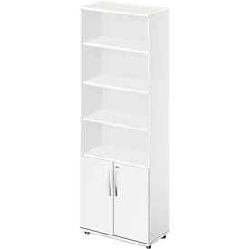 Kombischrank LOGIN, 6 OH, oben 4 OH Regalfächer unten 2 OH mit Türen, Höhe 2196 mm