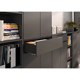 Kombischrank Porto, 1 Schublade, 2 Türen und 2 Einlegeböden, 2 OH, B 810 x T 400 x H 1200 mm, graphit