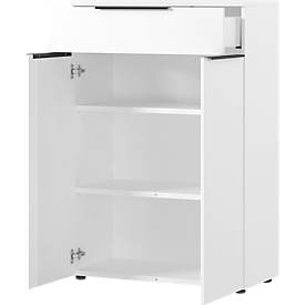 Kombischrank Porto, 1 Schublade, 2 Türen und 2 Einlegeböden, 2 OH, B 810 x T 400 x H 1200 mm, weiß
