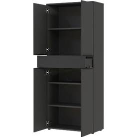 Kombischrank Porto, 1 Schublade, 4 Türen und 3 Einlegeböden, 4 OH, B 810 x T 400 x H 1970 mm, graphit