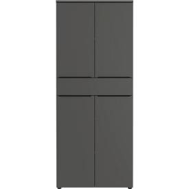 Kombischrank Porto, 1 Schublade, 4 Türen und 3 Einlegeböden, 4 OH, B 810 x T 400 x H 1970 mm, graphit