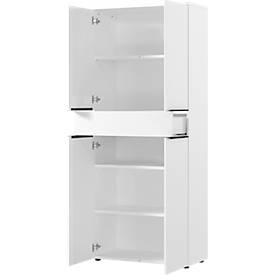 Kombischrank Porto, 1 Schublade, 4 Türen und 3 Einlegeböden, 4 OH, B 810 x T 400 x H 1970 mm, weiß