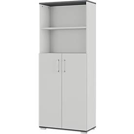 Kombischrank Profi 2.0, aus Holz, 2 Flügeltüren, 5 OH, 2 offene Fächer, B 800 x T 400 x H 2000 mm