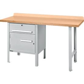 Kombiwerkbank Schäfer Shop Select PWi 150-2, Buche Multiplexplatte, bis 750 kg, B 1500 x T 700 x H 840 mm, Weißaluminium