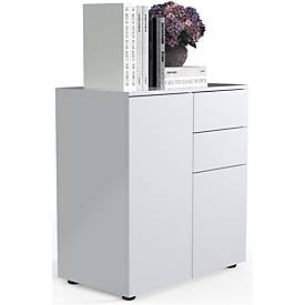 Kommode Dalosa, 4 Fächer & 2 Schübe, Tür, B 700 x T 390 x H 770 mm, Holz, weiß