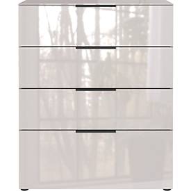 Kommode, mit 4 Schubladen, Glasfront- und auflage, B 830 x T 420 x H 1020 mm, Kaschmir