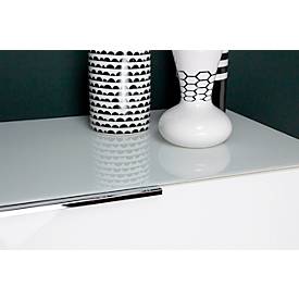 Kommode, mit 4 Schubladen, Glasfront- und auflage, B 830 x T 420 x H 1020 mm, weiß