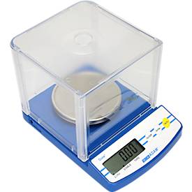 Kompaktwaage Adam DCT 302, Präzisionswaage mit Wägebereich 0,01 g- 0,3 kg, LC-Display, Netzanschluss/Batterie, B 147 x T 208 x H 150 mm, Kunststoff, weiß-blau