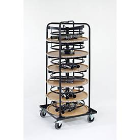 Komplettangebot 6 Stehtische/Bistrotische, Ø 700 mm, beige marmoriert + Rollbehälter