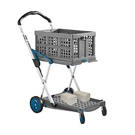 Komplettangebot Klappmobil CLAX®, 2 Etagen, bis 60 kg, 46 l Klappbox, grau/petrol + gratis 5000 x Schäfer Shop Pure Papierhandtücher, 1-lagig, natur