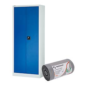 Komplettangebot Schäfer Shop Pure Materialschrank, abschließbar, 4 Böden, B 800 x T 400 x H 1935 mm + gratis 300 x Deiss FIRST PLUS Müllbeutel, 80 l