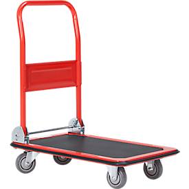 Komplettangebot Schäfer Shop Pure Plattformwagen, klappbarer Schiebebügel, Antirutsch-Belag + gratis 6 x Schäfer Shop Select Packband, L 66 m x B 50 mm