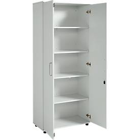 Komplettangebot Schrank, 5 OH, abschließbar, B 800 x T 400 x H 1877 mm, Holz, lichtgrau + gratis 20 x Schäfer Shop Select Ordner, A4, Rückenbreite 80 mm