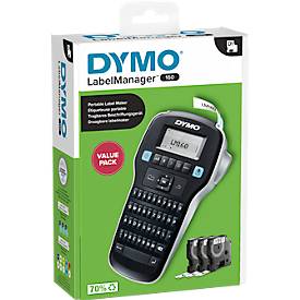 Komplettset Etikettendrucker DYMO® LabelManager™ 160, mit Schnellformatierungstasten + 3 x D1-Schriftband, L 7 m x B 12 mm schwarz auf weiß