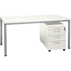 Komplettset NEVADA, Schreibtisch B 1600 mm, Rundrohrfuß 