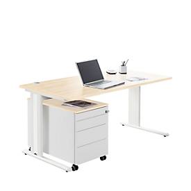 Komplettset PLANOVA BASIC, Schreibtisch B 1600 mm + Rollcontainer + Akzentleisten