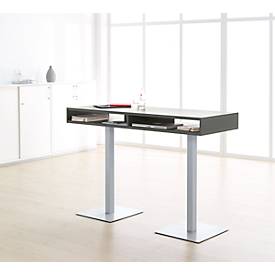 Konferenz-Stehtisch BOX, bis 6 Personen, Rechteck, Standfuß, B 1600 x T 600 x H 1105 mm, graphit/alusilber