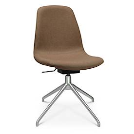 Konferenzsessel Topstar Sitness Life 1.1, dreh-/sitzhöhenverstellbar, ohne Armlehnen, B 460 x T 390 x H 450-480 mm, 4-Fußgestell, Alu matt & Stoff, h.braun