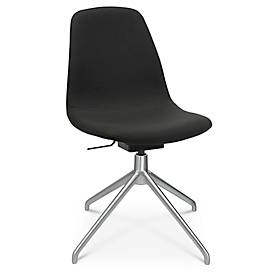 Konferenzsessel Topstar Sitness Life 1.1, dreh-/sitzhöhenverstellbar, ohne Armlehnen, B 460 x T 390 x H 450-480 mm, 4-Fußgestell, Alu matt & Stoff, schwarz