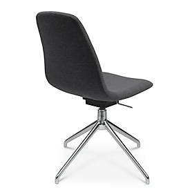 Konferenzsessel Topstar Sitness Life 1.1, dreh-/sitzhöhenverstellbar, ohne Armlehnen, B 460 x T 390 x H 450-480 mm, 4-Fußgestell, Alu poliert & Stoff, anthr.