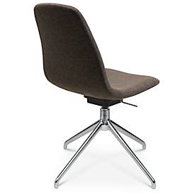 Konferenzsessel Topstar Sitness Life 1.1, dreh-/sitzhöhenverstellbar, ohne Armlehnen, B 460 x T 390 x H 450-480 mm, 4-Fußgestell, Alu poliert & Stoff, braun