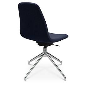 Konferenzsessel Topstar Sitness Life 1.1, dreh-/sitzhöhenverstellbar, ohne Armlehnen, B 460 x T 390 x H 450-480 mm, 4-Fußgestell, Alu poliert & Stoff, d.blau