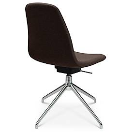Konferenzsessel Topstar Sitness Life 1.1, dreh-/sitzhöhenverstellbar, ohne Armlehnen, B 460 x T 390 x H 450-480 mm, 4-Fußgestell, Alu poliert & Stoff, d.braun