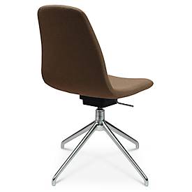 Konferenzsessel Topstar Sitness Life 1.1, dreh-/sitzhöhenverstellbar, ohne Armlehnen, B 460 x T 390 x H 450-480 mm, 4-Fußgestell, Alu poliert & Stoff, h.braun