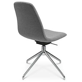 Konferenzsessel Topstar Sitness Life 1.1, dreh-/sitzhöhenverstellbar, ohne Armlehnen, B 460 x T 390 x H 450-480 mm, 4-Fußgestell, Alu poliert & Stoff, h.grau