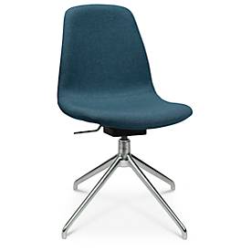 Konferenzsessel Topstar Sitness Life 1.1, dreh-/sitzhöhenverstellbar, ohne Armlehnen, B 460 x T 390 x H 450-480 mm, 4-Fußgestell, Alu poliert & Stoff, petrol