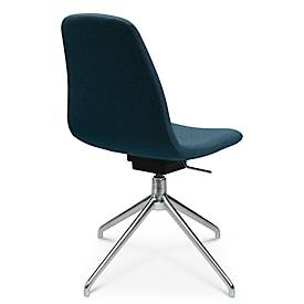 Konferenzsessel Topstar Sitness Life 1.1, dreh-/sitzhöhenverstellbar, ohne Armlehnen, B 460 x T 390 x H 450-480 mm, 4-Fußgestell, Alu poliert & Stoff, petrol