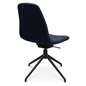 Konferenzsessel Topstar Sitness Life 1.1, dreh-/sitzhöhenverstellbar, ohne Armlehnen, B 460 x T 390 x H 450-480 mm, 4-Fußgestell, Alu schwarz-matt & Stoff, d.blau