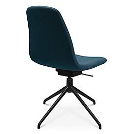 Konferenzsessel Topstar Sitness Life 1.1, dreh-/sitzhöhenverstellbar, ohne Armlehnen, B 460 x T 390 x H 450-480 mm, 4-Fußgestell, Alu schwarz-matt & Stoff, petrol