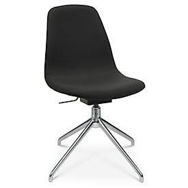 Konferenzsessel Topstar Sitness Life 1.1, dreh-/sitzhöhenverstellbar, ohne Armlehnen, B 460 x T 390 x H 480-510 mm, 4-Fußgestell, Stahl verchromt & Stoff, schwarz