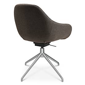 Konferenzsessel Topstar Sitness Life 2.0, dreh-/sitzhöhenverstellbar, Armlehnen, B 450 x T 390 x H 440-470 mm, 4-Fußgestell, Alu matt & Stoff, braun