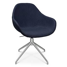 Konferenzsessel Topstar Sitness Life 2.0, dreh-/sitzhöhenverstellbar, Armlehnen, B 450 x T 390 x H 440-470 mm, 4-Fußgestell, Alu matt & Stoff, d.blau