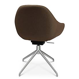 Konferenzsessel Topstar Sitness Life 2.0, dreh-/sitzhöhenverstellbar, Armlehnen, B 450 x T 390 x H 440-470 mm, 4-Fußgestell, Alu matt & Stoff, h.braun