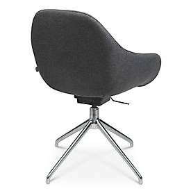 Konferenzsessel Topstar Sitness Life 2.0, dreh-/sitzhöhenverstellbar, Armlehnen, B 450 x T 390 x H 440-470 mm, 4-Fußgestell, Alu poliert & Stoff, anthr.