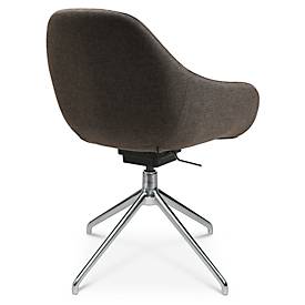Konferenzsessel Topstar Sitness Life 2.0, dreh-/sitzhöhenverstellbar, Armlehnen, B 450 x T 390 x H 440-470 mm, 4-Fußgestell, Alu poliert & Stoff, braun