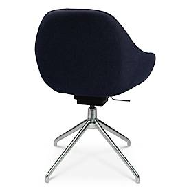 Konferenzsessel Topstar Sitness Life 2.0, dreh-/sitzhöhenverstellbar, Armlehnen, B 450 x T 390 x H 440-470 mm, 4-Fußgestell, Alu poliert & Stoff, d.blau