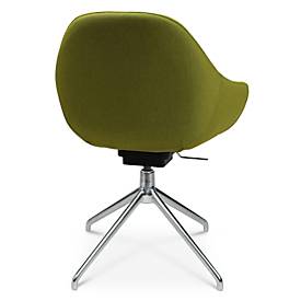 Konferenzsessel Topstar Sitness Life 2.0, dreh-/sitzhöhenverstellbar, Armlehnen, B 450 x T 390 x H 440-470 mm, 4-Fußgestell, Alu poliert & Stoff, gelb