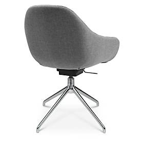 Konferenzsessel Topstar Sitness Life 2.0, dreh-/sitzhöhenverstellbar, Armlehnen, B 450 x T 390 x H 440-470 mm, 4-Fußgestell, Alu poliert & Stoff, h.grau