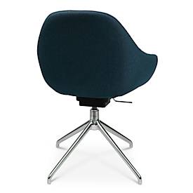 Konferenzsessel Topstar Sitness Life 2.0, dreh-/sitzhöhenverstellbar, Armlehnen, B 450 x T 390 x H 440-470 mm, 4-Fußgestell, Alu poliert & Stoff, petrol