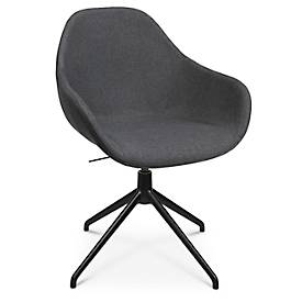 Konferenzsessel Topstar Sitness Life 2.0, dreh-/sitzhöhenverstellbar, Armlehnen, B 450 x T 460 x H 440-470 mm, 4-Fußgestell, Alu schwarz-matt & Stoff, anthr.