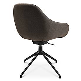 Konferenzsessel Topstar Sitness Life 2.0, dreh-/sitzhöhenverstellbar, Armlehnen, B 450 x T 460 x H 440-470 mm, 4-Fußgestell, Alu schwarz-matt & Stoff, braun