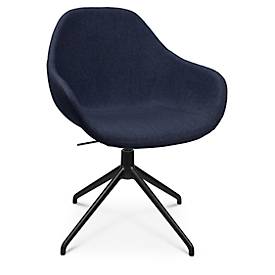 Konferenzsessel Topstar Sitness Life 2.0, dreh-/sitzhöhenverstellbar, Armlehnen, B 450 x T 460 x H 440-470 mm, 4-Fußgestell, Alu schwarz-matt & Stoff, d.blau